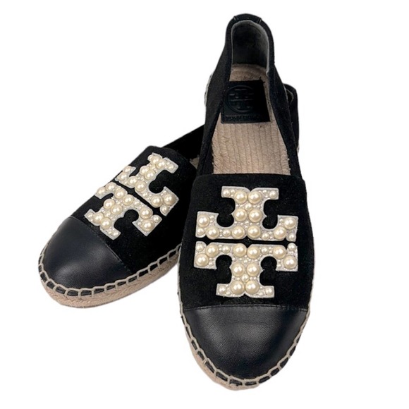 Tory Burch Shoes - Tory Burch Pearl Espadrilles Limited Edition black tan size 6